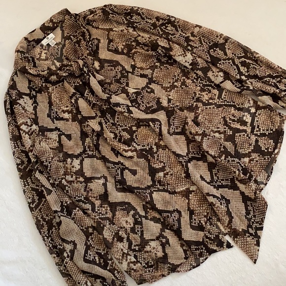 Altuzarra x Target | Snakeskin Pattern Sheer Front Bow Long Sleeve Blouse (L) - Picture 4 of 16